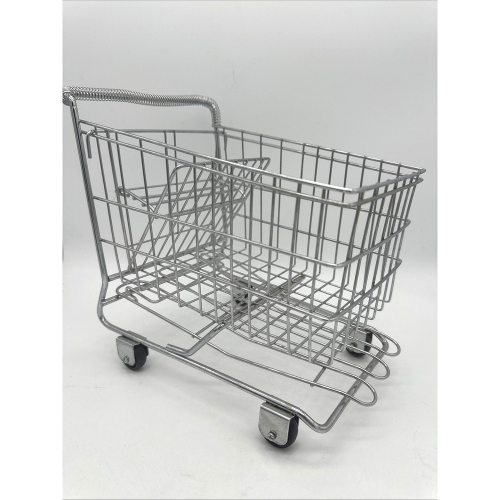 Vintage Doll Sized Metal Toy Shopping Cart. Display Shopping Cart